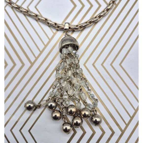 Cute Thick Gold Tone Chain with Dangle Tassel Pendant 24" Statement Fashion - Picture 8 of 8